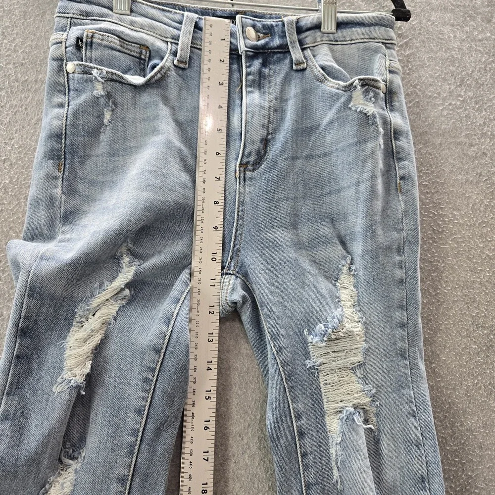 Judy Blue Women Jeans 5/27 Light Denim JB8814‎ Skinny Distressed Raw Hem